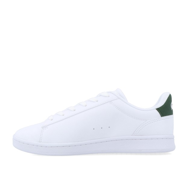 Sapatilha Lacoste Carnaby Set jr Ténis branco de pele com detalhe verde escuro na parte traseira