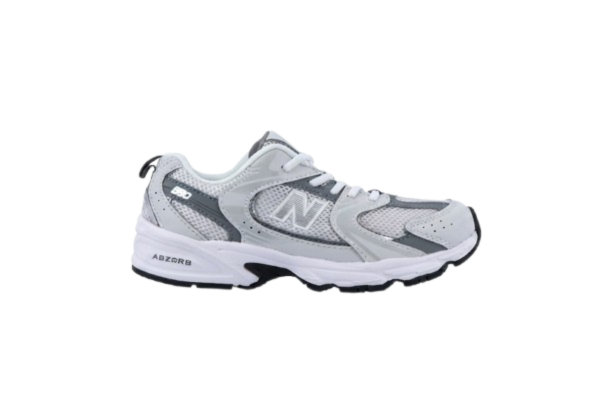 Sapatilha New Balance 530 tênis de corrida branco e cinza com detalhes em malha e camurça