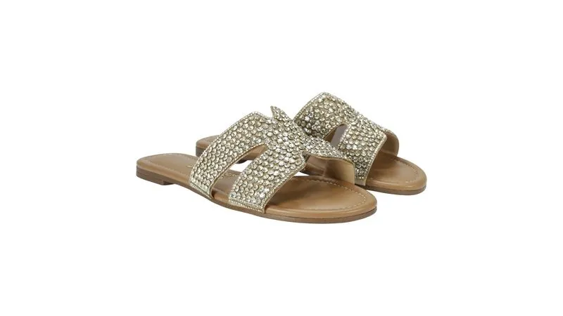 Chinelo Vizzano com Aplicações de strass Sandálias de senhora tipo mule com pedras brilhantes
