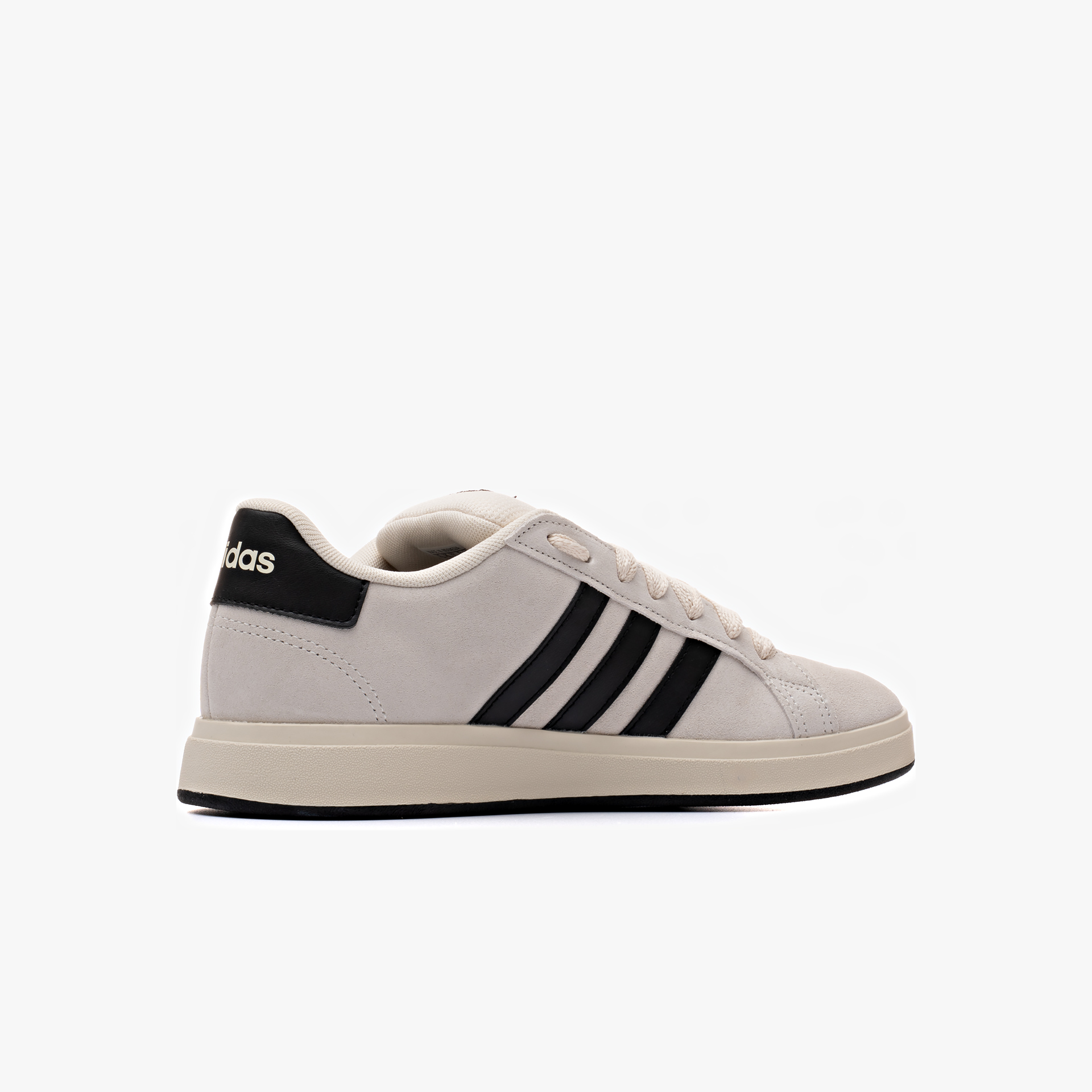 Sapatilhas Adidas Grand Court 00s Sapatilha adidas branca com riscas pretas e sola creme