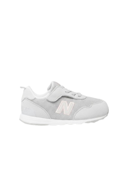 sapatilhas New Balance NW515 Ténis infantil cinza e branco New Balance com logo N e fecho de velcro