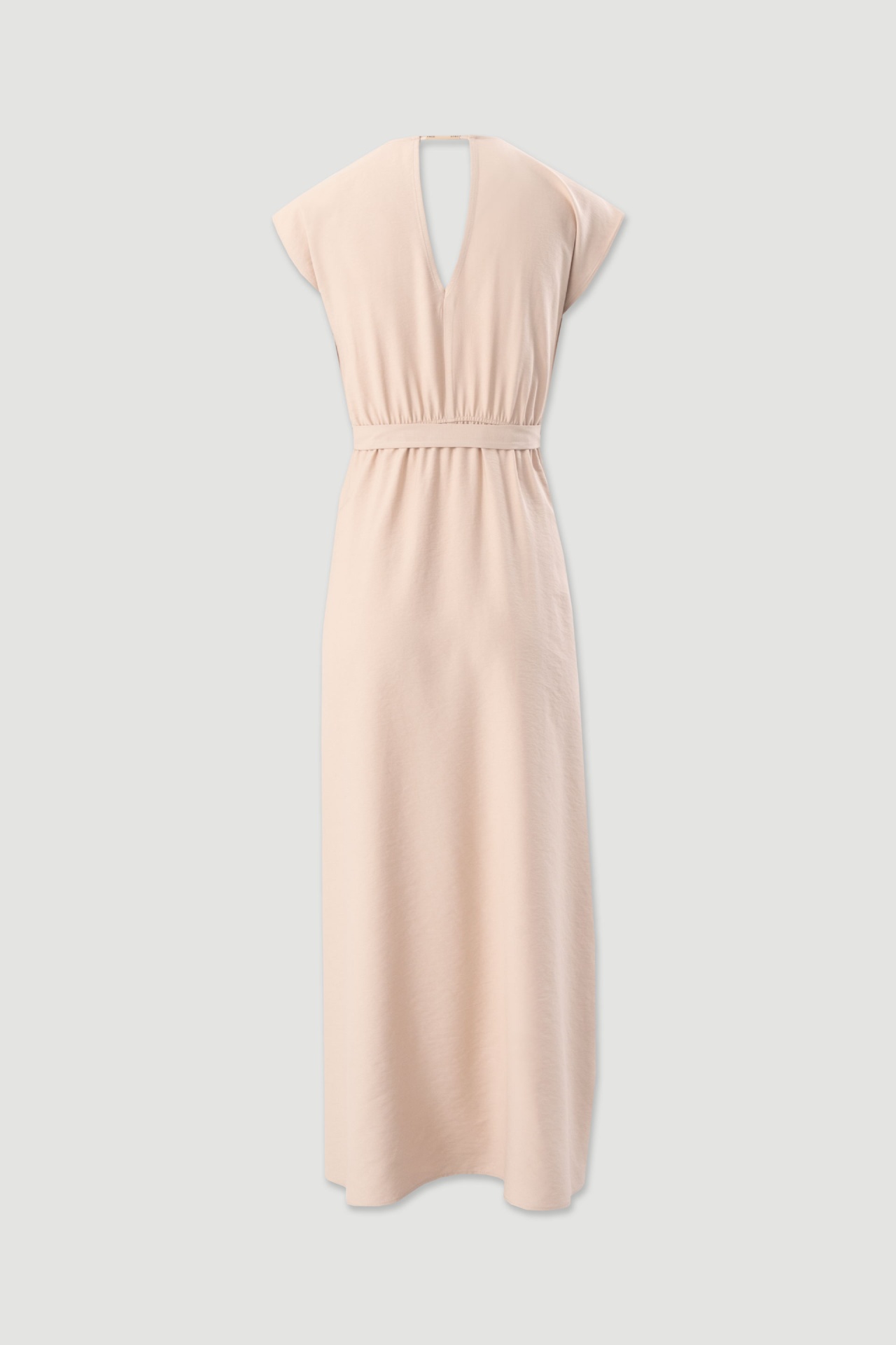 Vestido comprido com cinto Ferrache Vestido longo cor de rosa claro com abertura em V nas costas e cinto na cintura