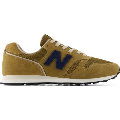 Ténis New Balance castanhos com logo azul escuro e sola branca