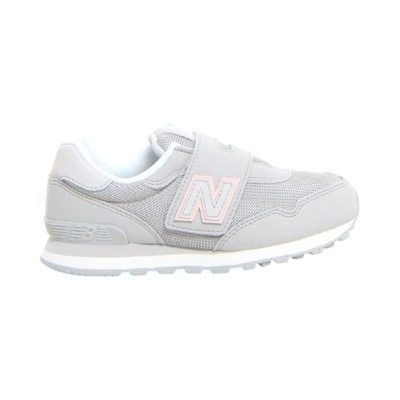 Tênis desportivo cinza claro New Balance com velcro e sola branca