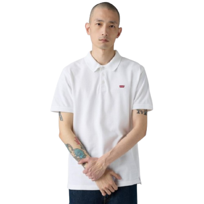 Polo branco de manga curta com logótipo vermelho LEVIS no peito esquerdo
