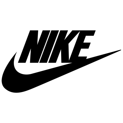 Logótipo da marca Nike em preto e branco com símbolo swoosh.