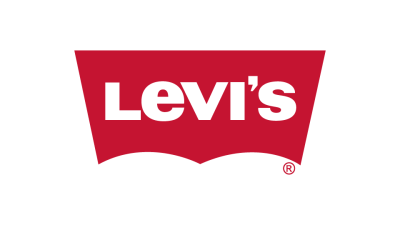 Logótipo da Levis em branco sobre fundo vermelho