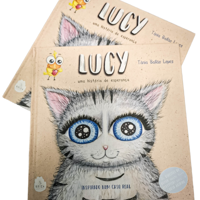 Dois livros infantis com capa dura e ilustração de gato e passarinho