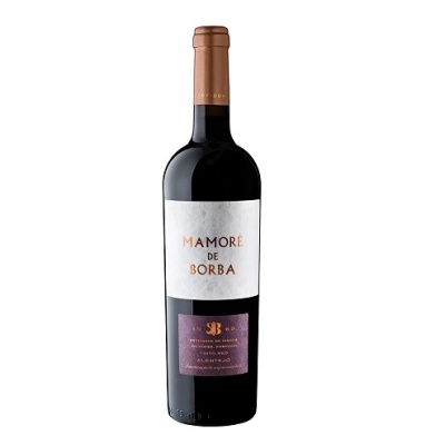 Garrafas de vinho MAMORÉ DE BORBA com rótulos branco e roxo