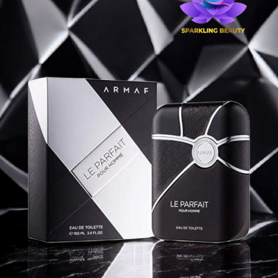 Fragrância Le Parfait Pour Homme da Armaf com embalagem preta e branca