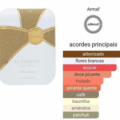 Garrafas de perfume Armaf Le Parfait Pour Femme com detalhes dourados