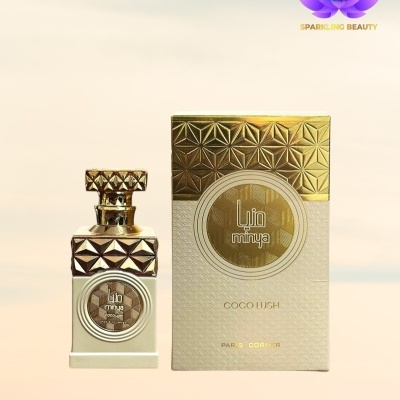 Perfume Lio minya COCO LUSH com embalagem dourada e branca