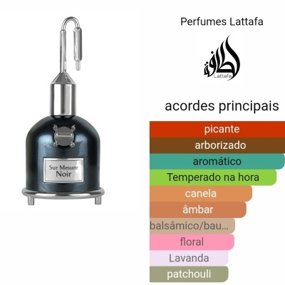 Frasco metálico brilho Sur Mesure Noir com gráfico acordes principais