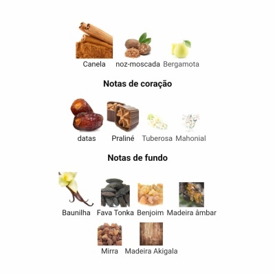 Ingredientes aromáticos em categorias para perfume