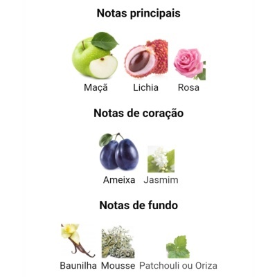 Ingredientes para fragrâncias com maçã, lichia, rosa, ameixa, jasmim, baunilha, mousse, patchouli ou oriza