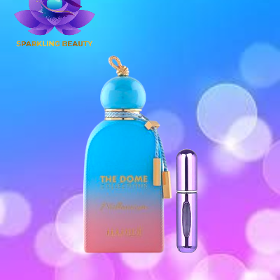 Duas embalagens de perfume coloridas em fundo desfocado colorido com logotipo SPARKLING BEAUTY