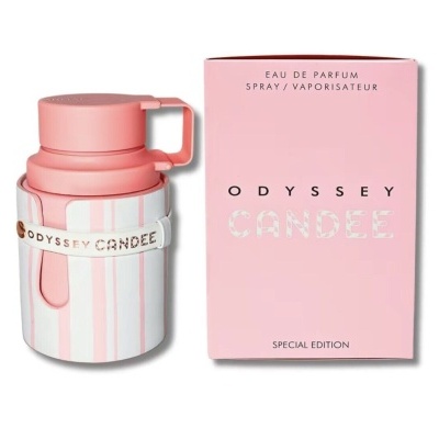 Frasco de perfume em spray ODYSSEY CANDEE rosa com embalagem rosa