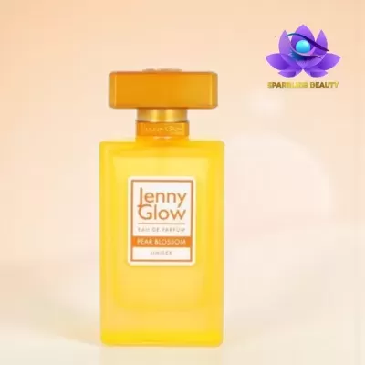 Frasco de perfume amarelo Jenny Glow Pear Blossom Unisex