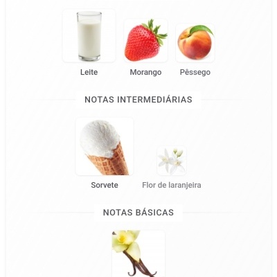 Notas aromáticas principais, intermediárias e básicas com imagens ilustrativas
