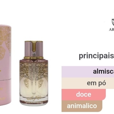 Frasco e embalagem do perfume Marshmallow Musk com acordos olfativos descritos