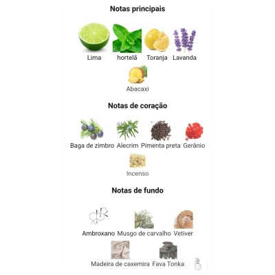 Ingredientes de perfume divididos em notas principais, de coração e de fundo