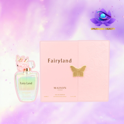 Frasco de perfume Fairyland com caixa rosa e decoração de borboletas