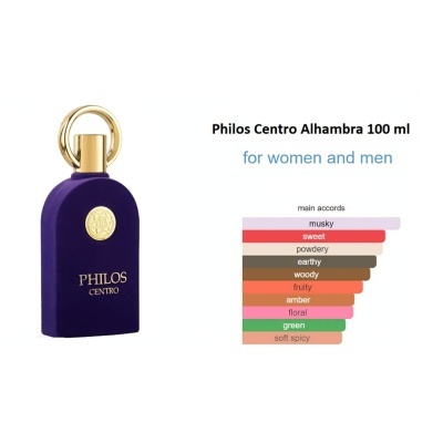 Frasco de perfume roxo com tampa dourada e gráfico de acordes olfativos