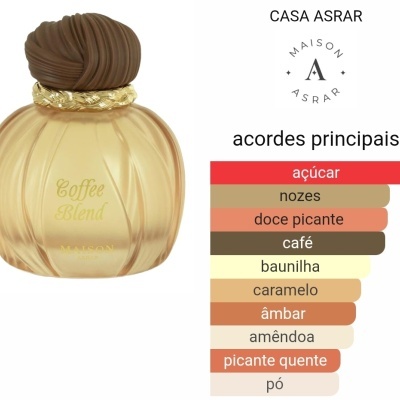 Frasco de perfume Coffee Blend da Casa Asrar em vidro âmbar com tampa marrom