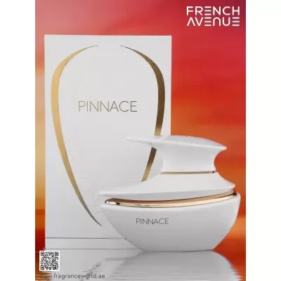 Frasco de perfume branco e dourado com caixa e logo French Avenue