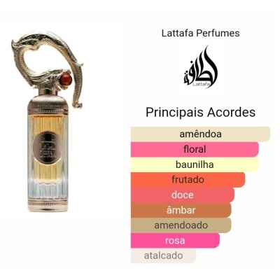 Frasco de perfume Lattafa com tampa decorativa de serpente dourada