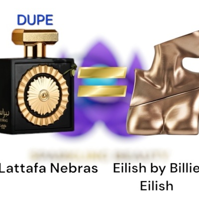 Perfume Lattafa Nebras ao lado de escultura de busto feminino dourado