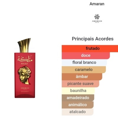 Frasco de perfume vermelho com detalhes dourados e gráfico de acordes