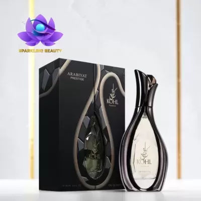 Frasco e caixa de perfume ARABIYAT PRESTIGE KOHL Opulence preto e dourado