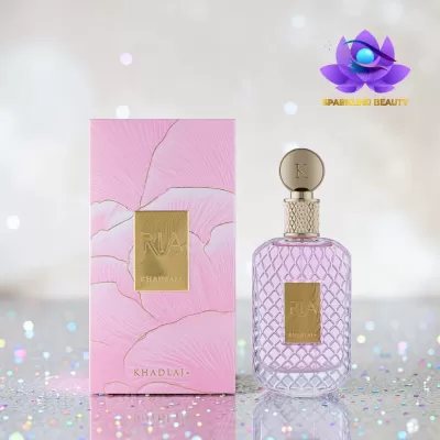Frasco de perfume rosa com caixa decorativa rosa