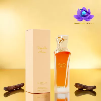Perfume Vanilla Aura com caixa e vagens de baunilha