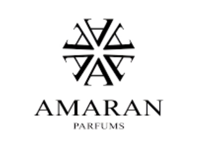 Logotipo AMARAN PARFUMS com símbolo geométrico em fundo branco