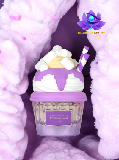 Frasco de perfume com tampa decorada estilo doce e algodão cor-de-rosa