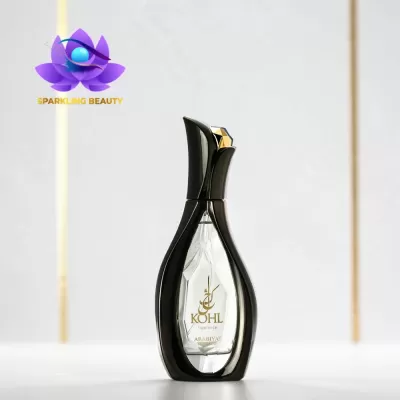 Frasco de perfume KOHL Opulence ARABIYAT PRESTIGE com estrutura preta e vidro transparente