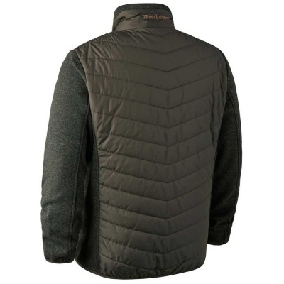 Casaco masculino preto com parte traseira acolchoada e mangas em tecido diferente