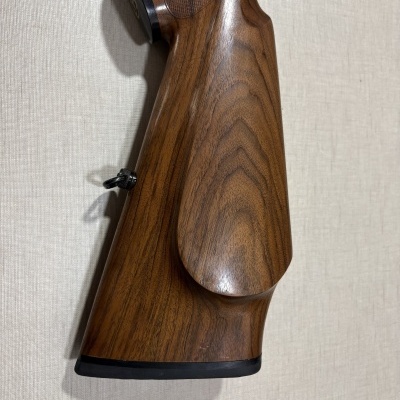Coronha de madeira castanha de arma com acabamento polido