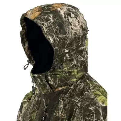 Casaco impermeável camuflado com capuz e fecho