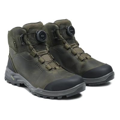 Botas de trekking verdes com sistema BOA e solado cinzento