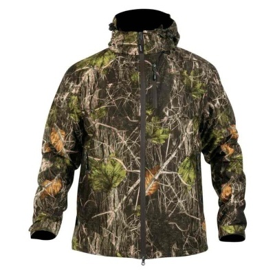 Casaco camuflado com capuz e fecho de correr