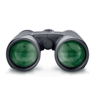 Binóculos pretos com lentes verdes e botão central