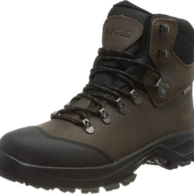 Bota de caminhada AIGLE couro castanho com sola preta