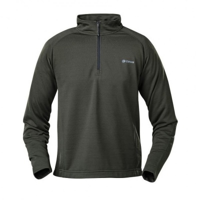 Camisola masculina cinzenta escura de meia-zíper com gola alta e logo Craghoppers