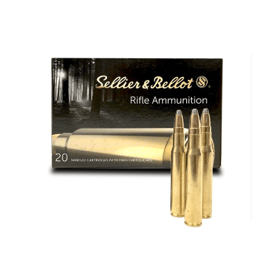 Caixa de munições para rifle Sellier & Bellot com balas douradas