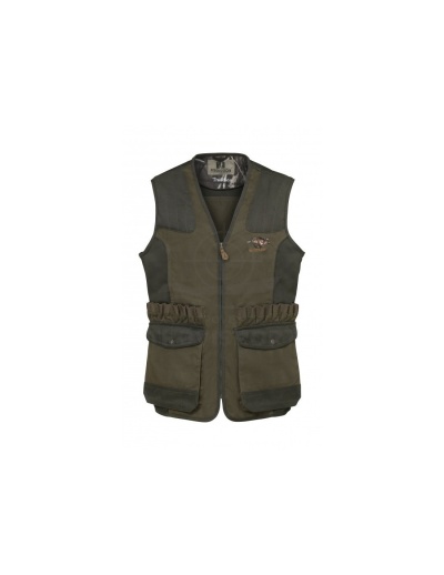 Colete verde-escuro com bolsos e suporte para balas