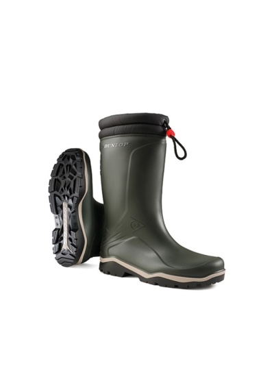 Botas impermeáveis Dunlop verdes com sola preta e forro acolchoado