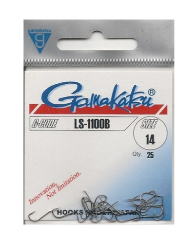 Embalagem de anzóis de pesca Gamakatsu LS-1100B tamanho 14 com 25 unidades